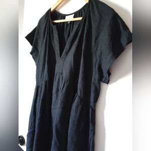 Universal Threads Black Linen Blend Babydoll Dress w/ Pockets Size Large